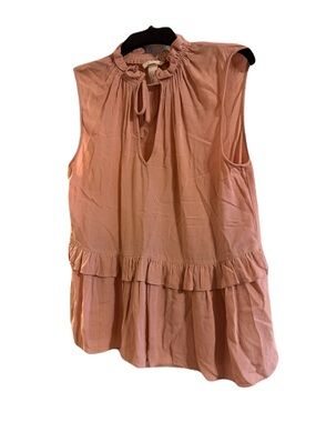 H&M Sleeveless Ruffle Tie-Neck Blouse - Rose
